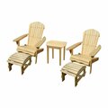 Bold Fontier Adirondack Chair Conversation Set, Natural - Set of 5 BO4234067